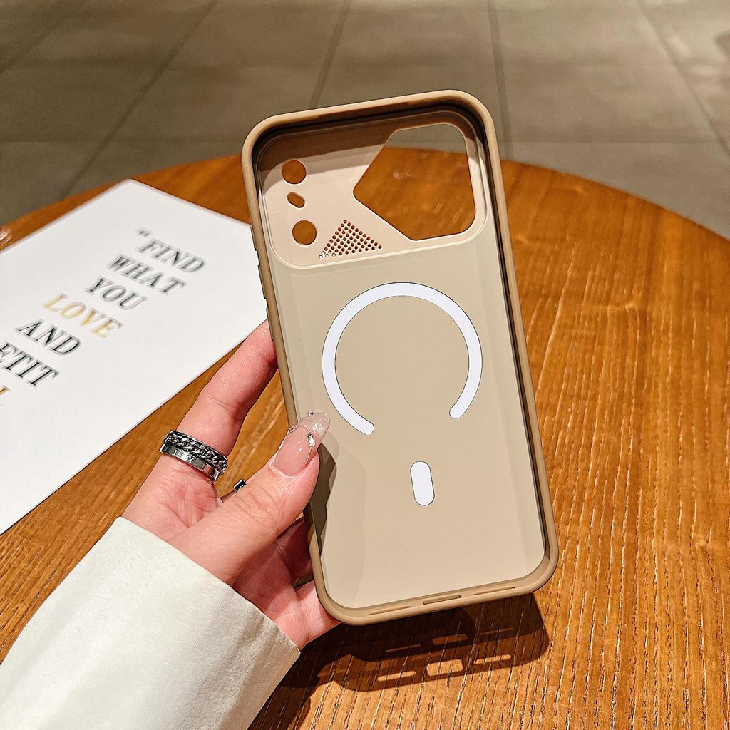 Creative Lens Ring for Apple 17Promax Magnetic Phone Case: Skin-like Color Blocking with iPhone16 Drop Protection