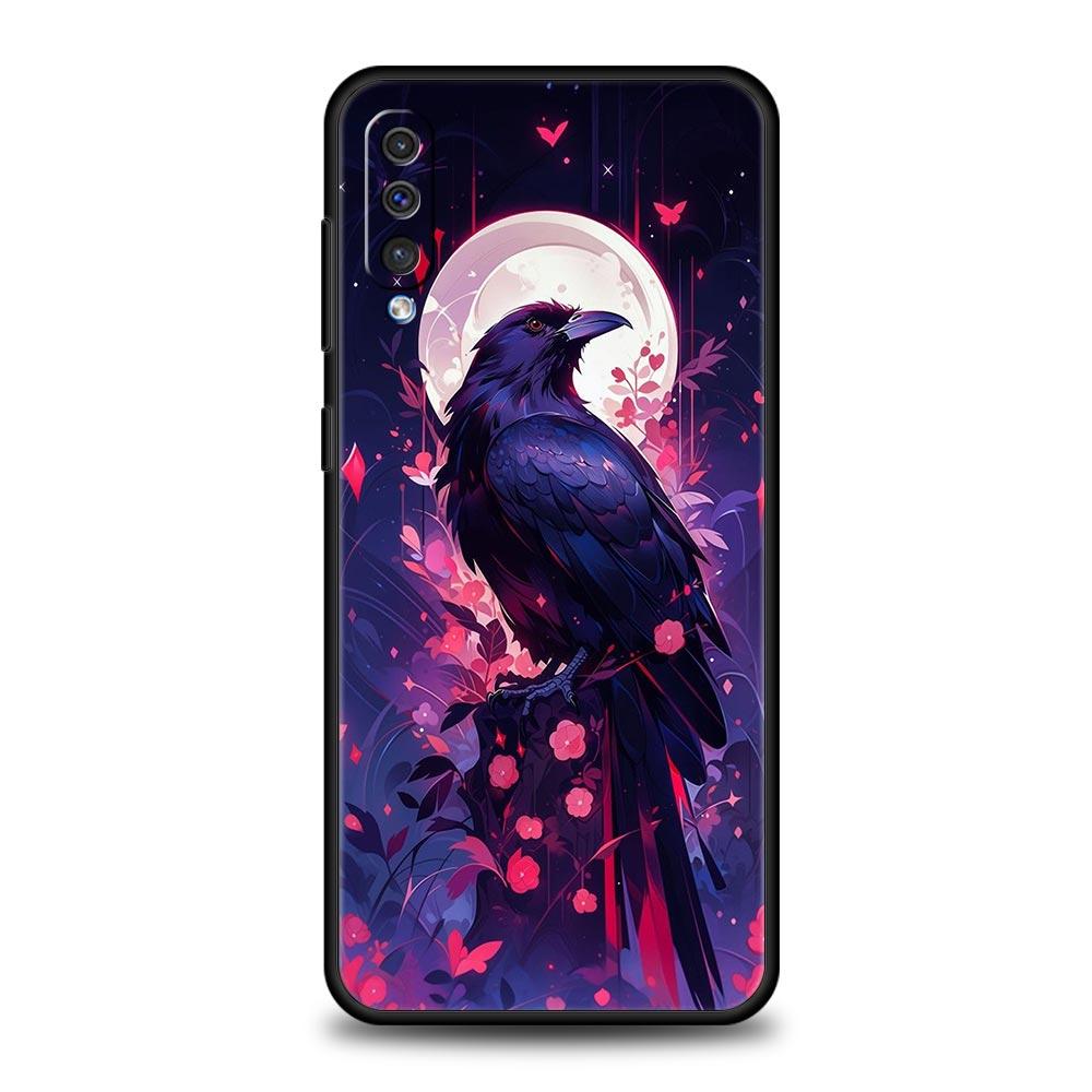 Black Raven Phone Case for Samsung Galaxy A56 A36 A26 A16 A34 A24 A42 A22 A20 A12 A40 A30 A10 5G Soft TPU Cover Shell Fundas Bag
