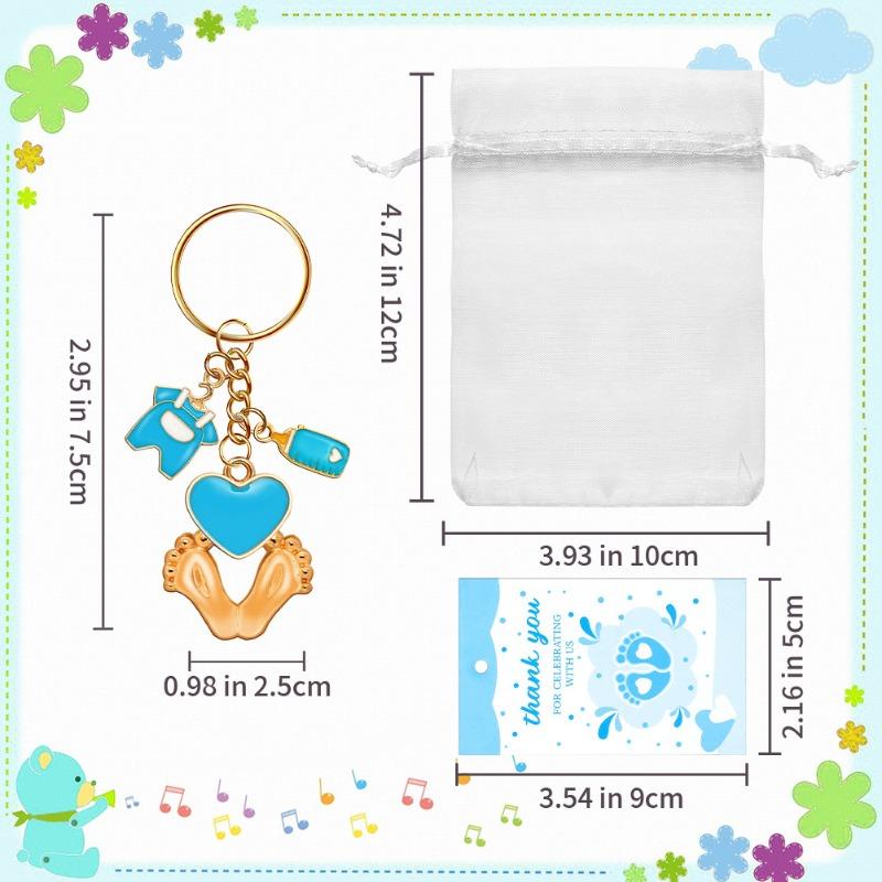 Baby Shower Favors for Kids Footprint Keychains Gifts with Bottle Lollipop Bags Thank You Tags for Baby Shower Party Supplies