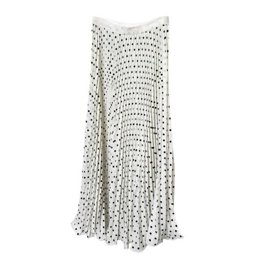 

Women Skirt Elastic High Waist A-Line Maxi Skirt Slimming Large Hem Dot Print Pleated Long Skirt Daily Work Leisure Wear білий