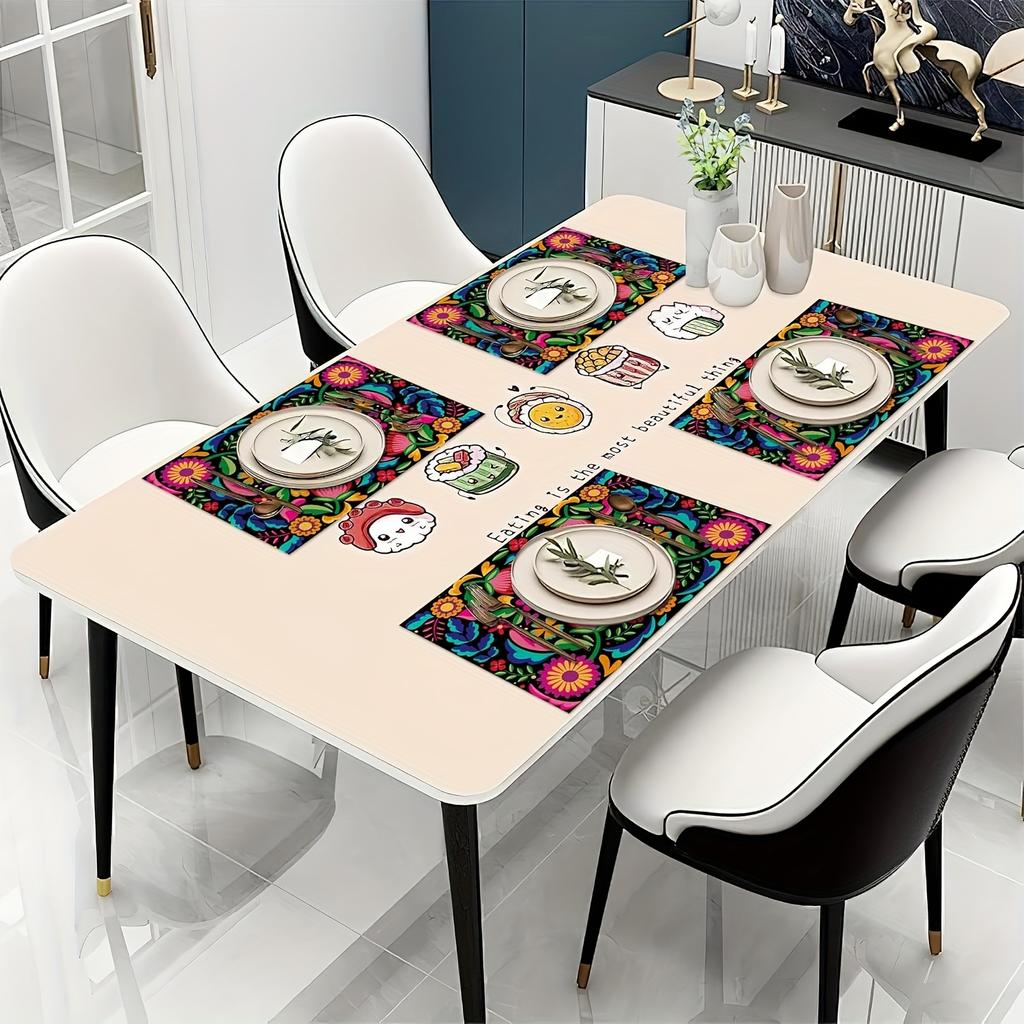 Colorful Floral Mexican Placemats Set of 4 Washable Table Mats for Kitchen Dining Table,Heat-Resistant Place Mats for Indoor Outdoor Party Holiday