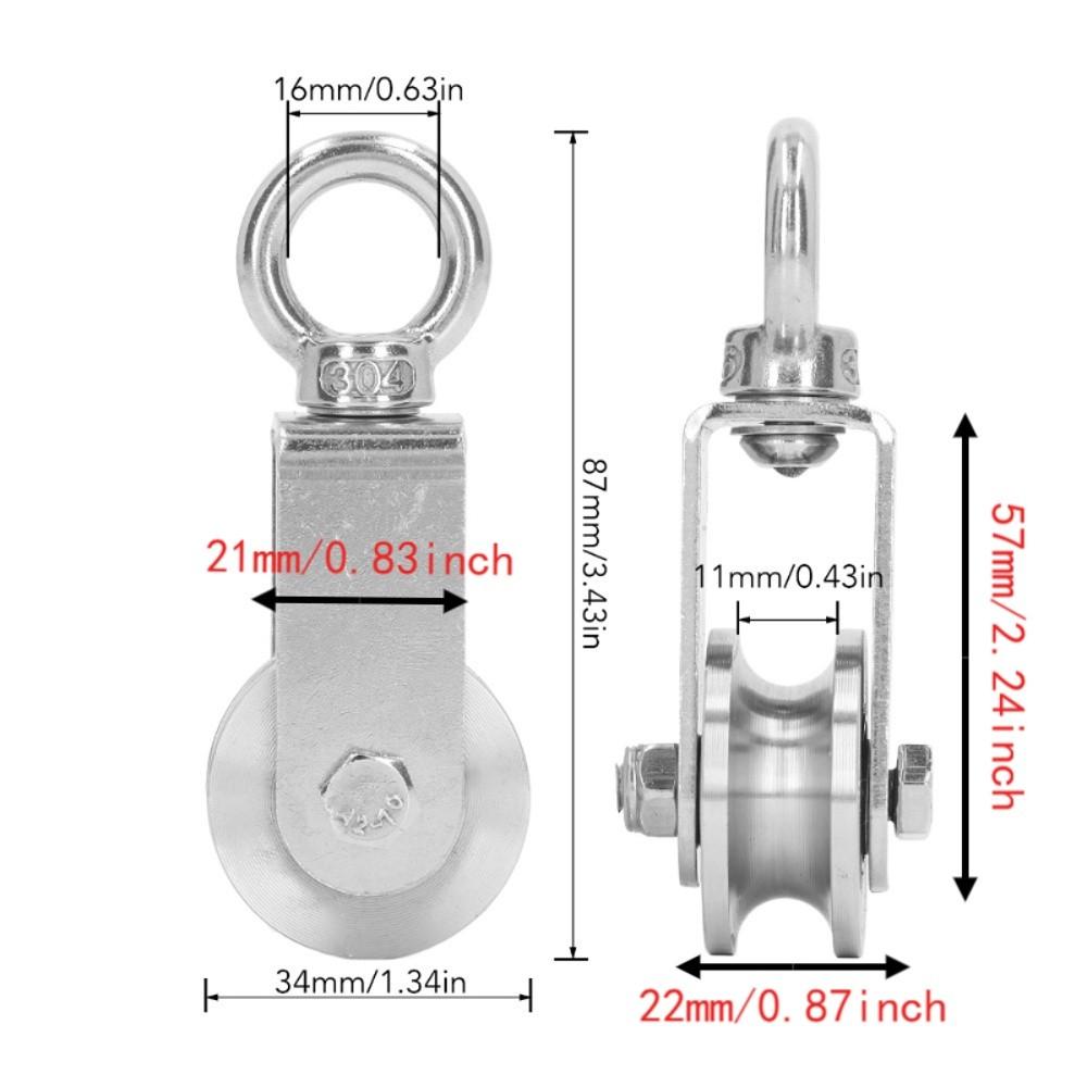 2pcs Dual Bearings Cable Pulley Wheel 304 Stainless Steel Rope Pulley Roller Home Gym