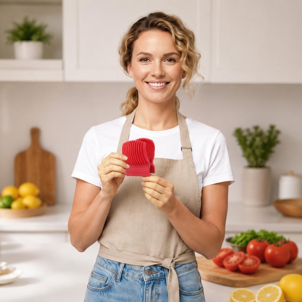 Ferramenta Fatiadora de Tomate Cortador de Legumes Clipe Dispositivo de Fatiar Frutas de Cozinha para Fatias Uniformes e Preparo Fácil de Alimentos