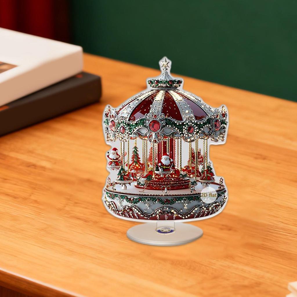 Christmas Go Round Decoration 2D Traditional Flat Collectible Christmas Decoration Merry Go Round Party Decor For Window