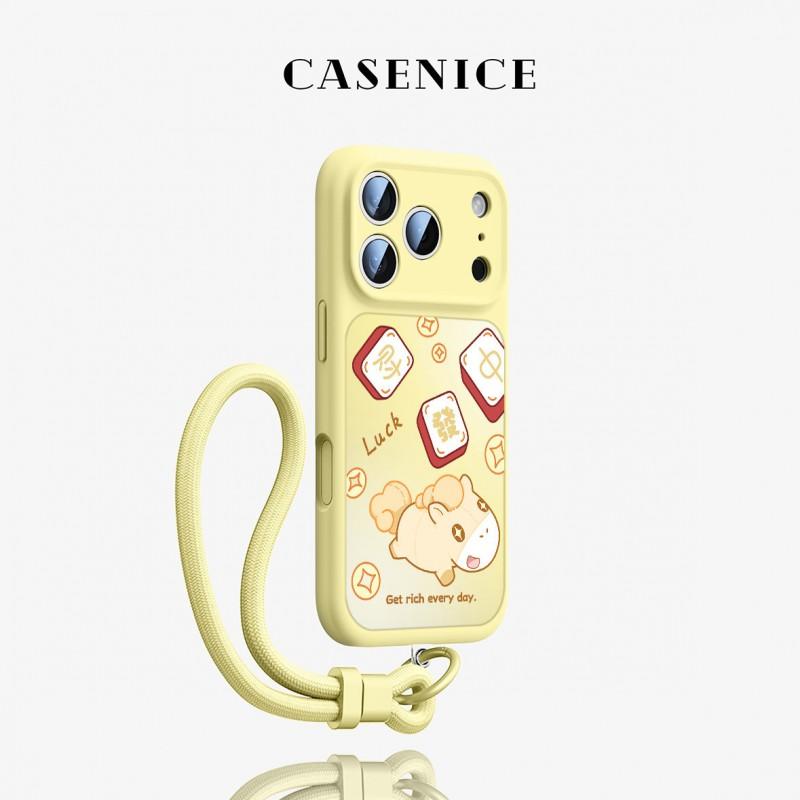 Liquid Silicone Phone Case IPhone 17 Pro Max Full Coverage Drop Protection With Lanyard Strap Slim Fit Women