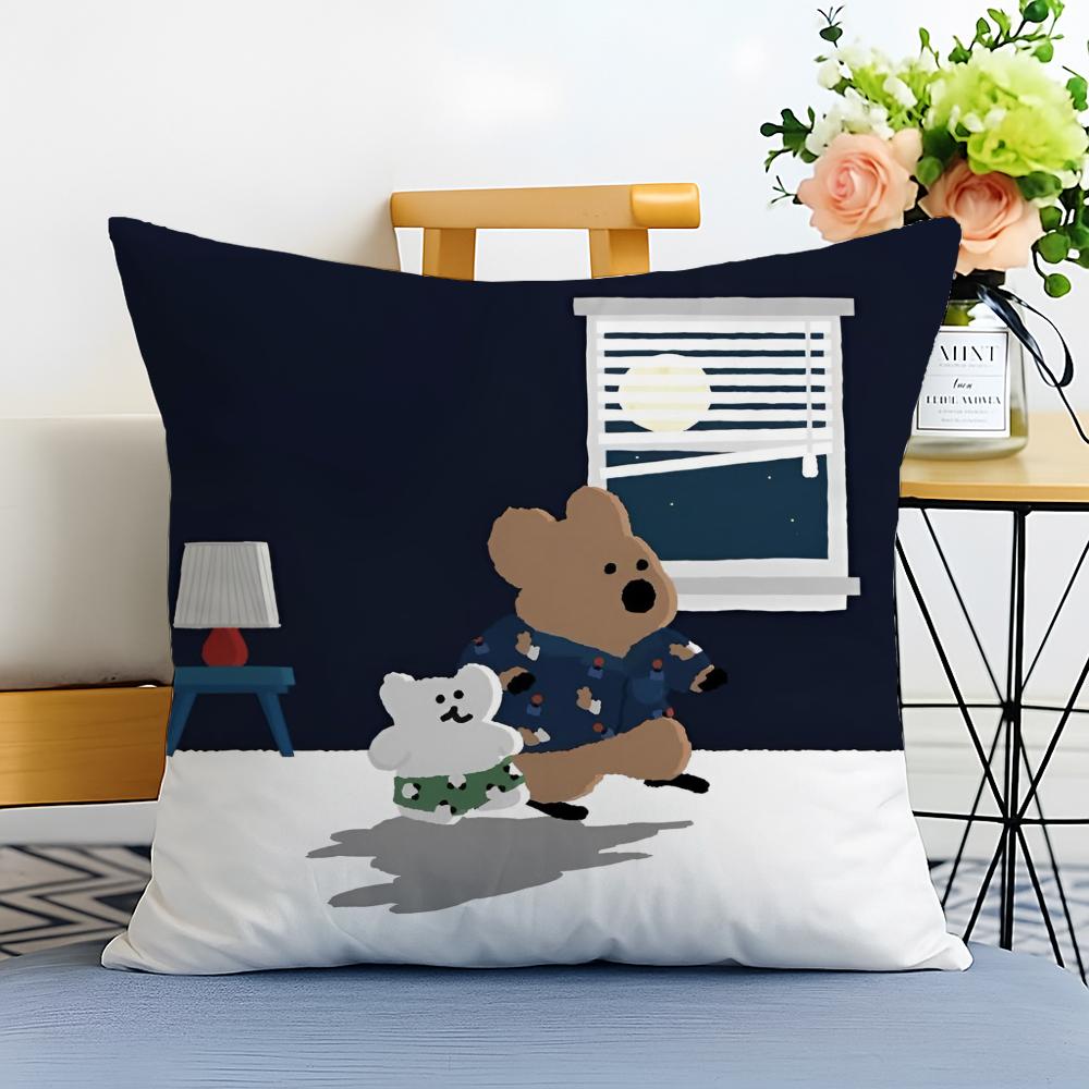 Korean Stationery DDinotaeng Cushion Cover Washable Linen Comfort Soft  for Sofa Bed Cozy Home Room Decor