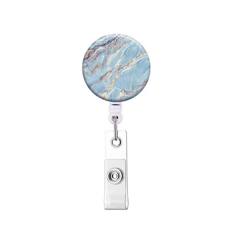 Retractable Badge Holder Reel Clip Marble Print Nurse Exhibition Card Holders Woman Doctor ID Card Chain Clips