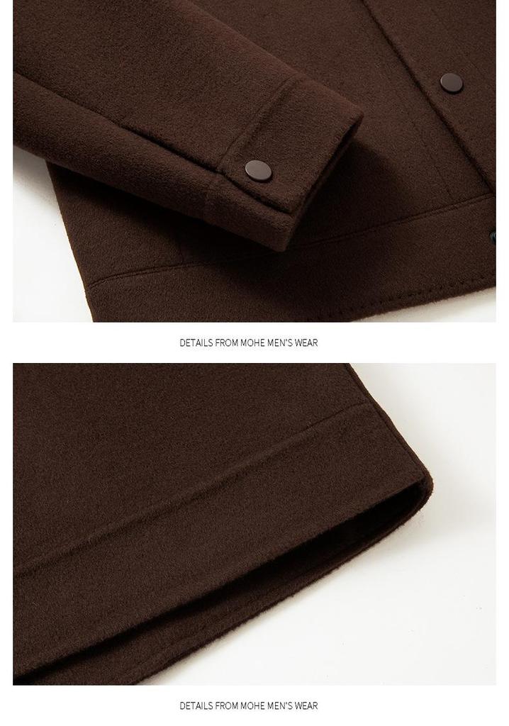 Men's Winter Double-Sided Wool Jacket with Cashmere Lapel and Down Liner - Middle-Aged Dad Style