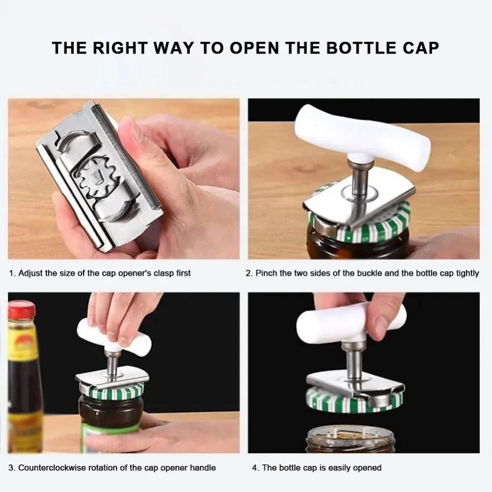 Universal Bottle Cap Opener Stainless Steel Adjustable Lids Off Jar Opener Labor-saving Screw Can Opener for Kitchen Gadget