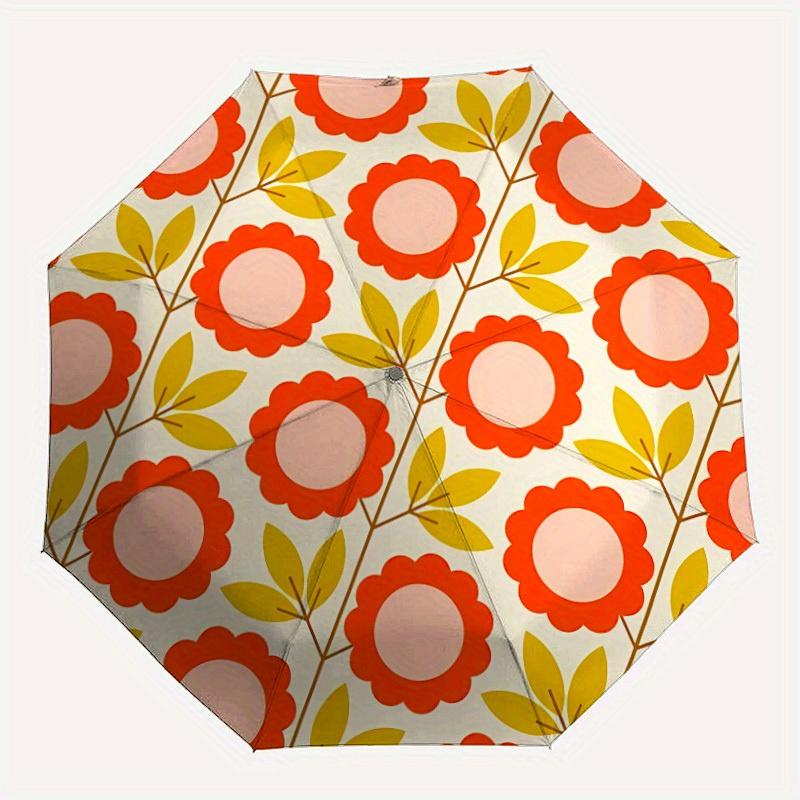

1pc Floral Pattern Automatic Open/Close Umbrella, Portable Folding Umbrella for Travel, Themed Events, It is suitable as a gift for various festivals,