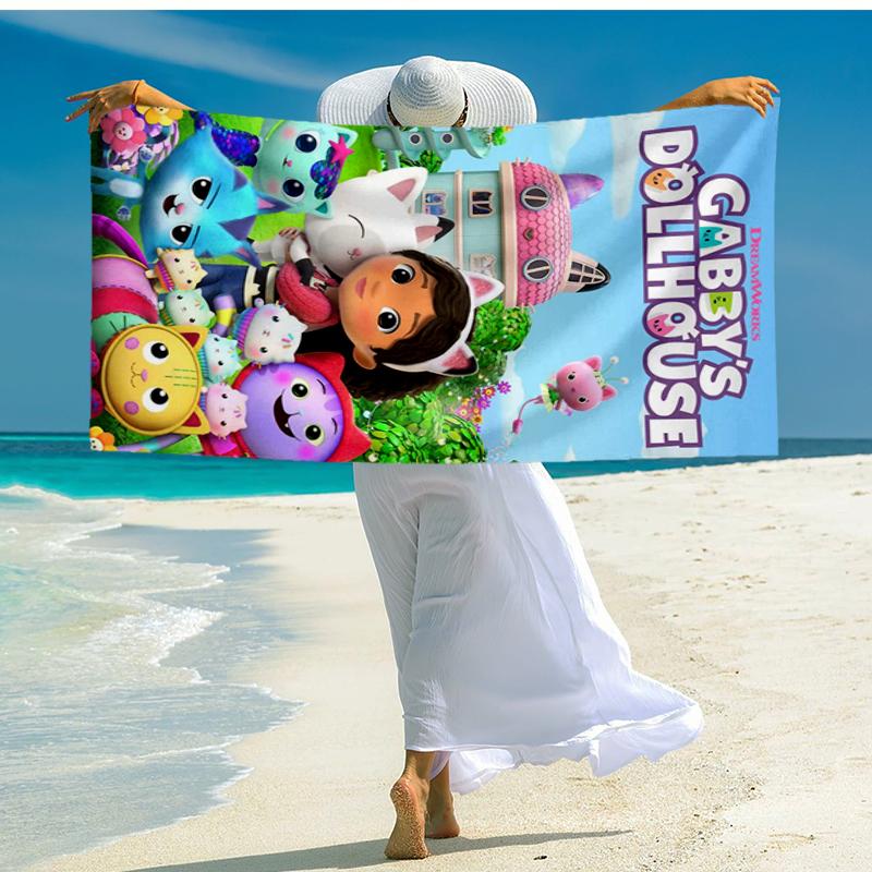 Ultra-Soft Beach Towel with Gabby’s Dollhouse Theme,Ideal for Pool - Camping, Diving - Perfect Travel Essential, Vibrant Beach Towel.