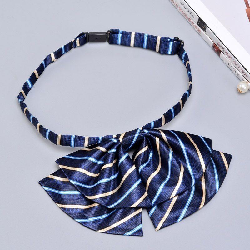 Business Attire Double Layer Bow Tie For Women With Polyester Material And Button Fastening