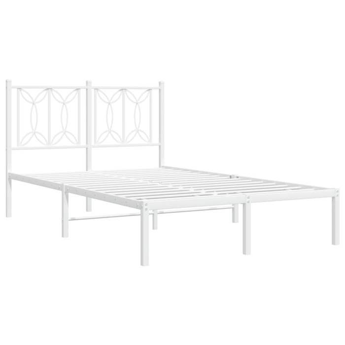 VidaXL Cadre de lit métal sans matelas et tête de lit blanc 120x200 cm 376175