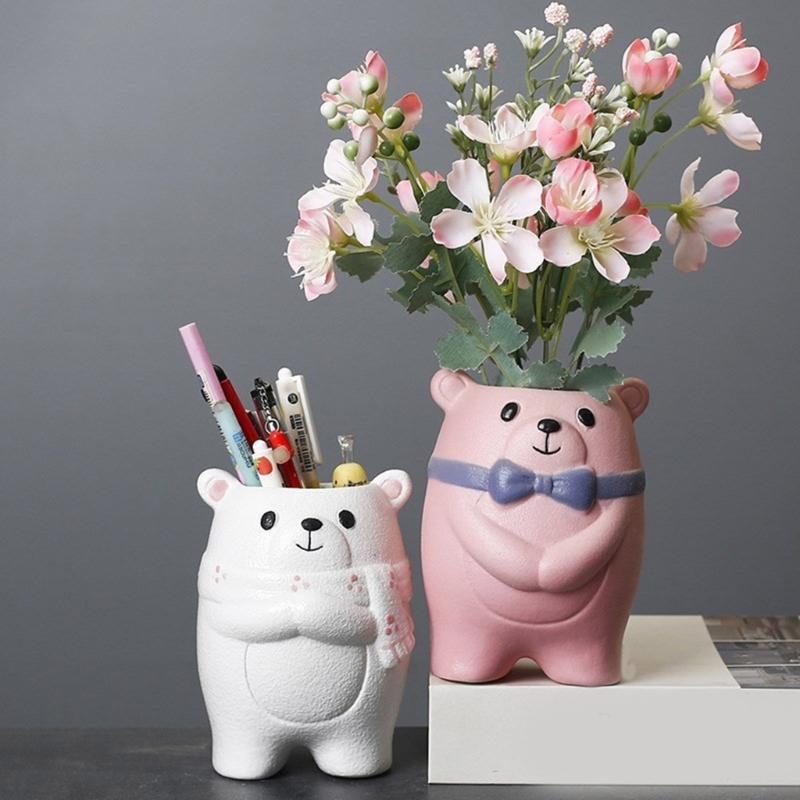 Practical Bear Flower Pots Sturdy Silicone Mold Cement Plaster Craft Supplies for Garden and Indoor Decoration
