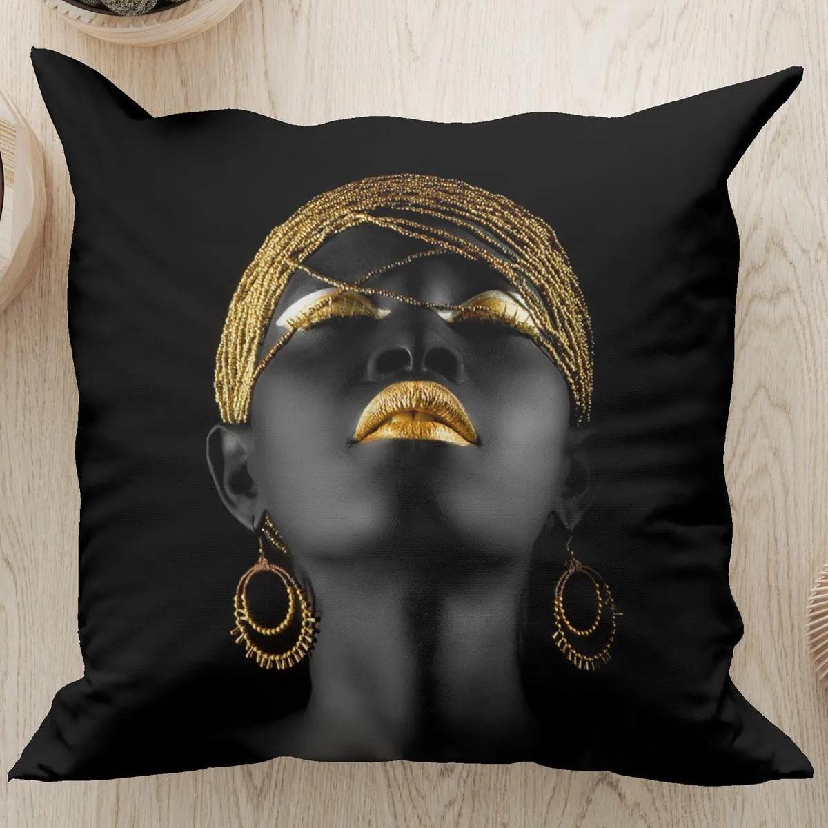 

Наволочка з малюнком для чорношкірої дівчини, декоративна наволочка з цифровим принтом 1 PİECE