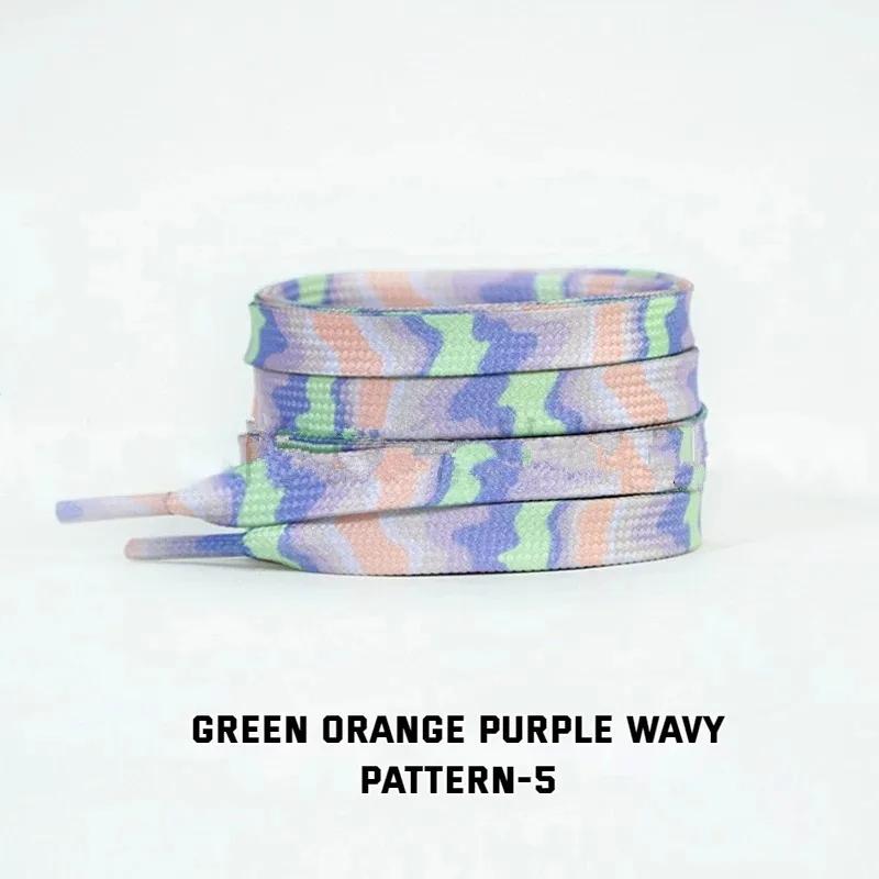 Stripes Tie-dye Laces Dazzling Blue Shoelace Colorful Flat Gradation Shoelaces Sneakers Personality Rope Men Women with The Same