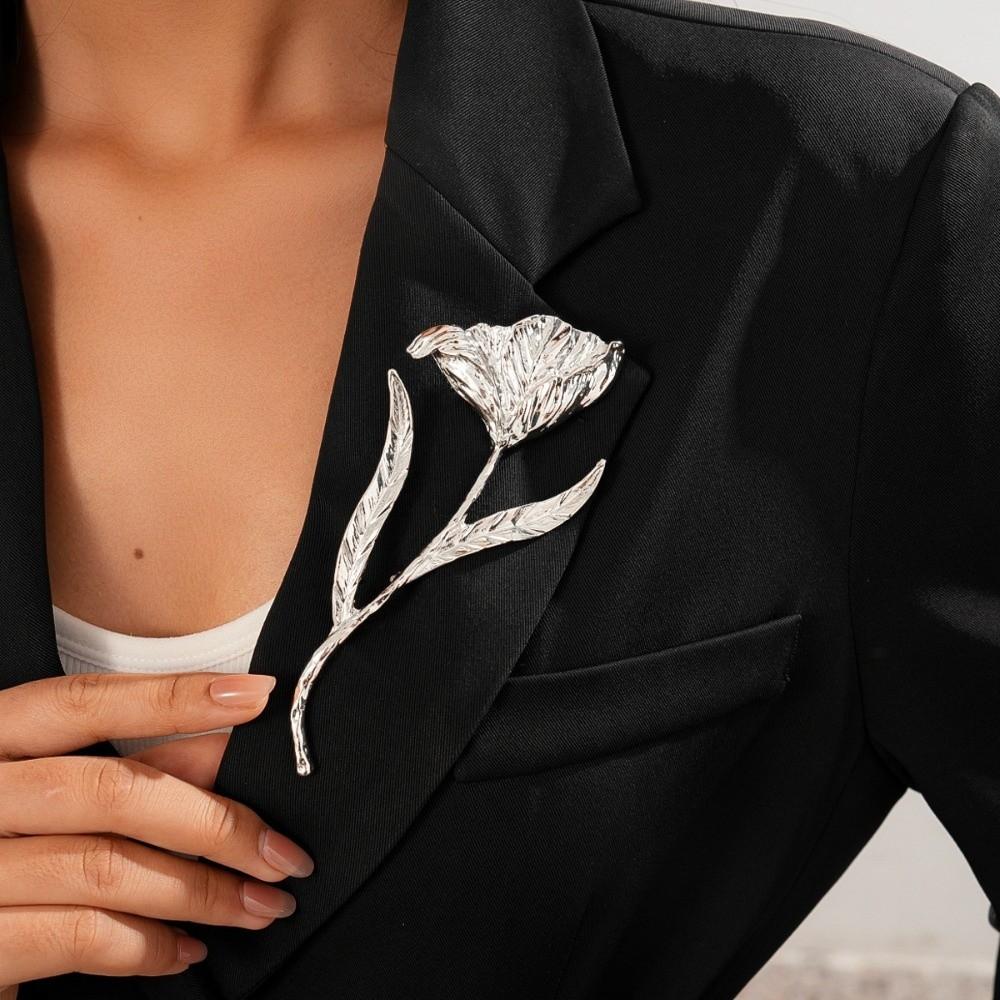 Suit Charm Deco Flower Bud Brooch Zinc Zinc Alloy Clothing Pin Accessories Romantic Tulip Brooch  Woman