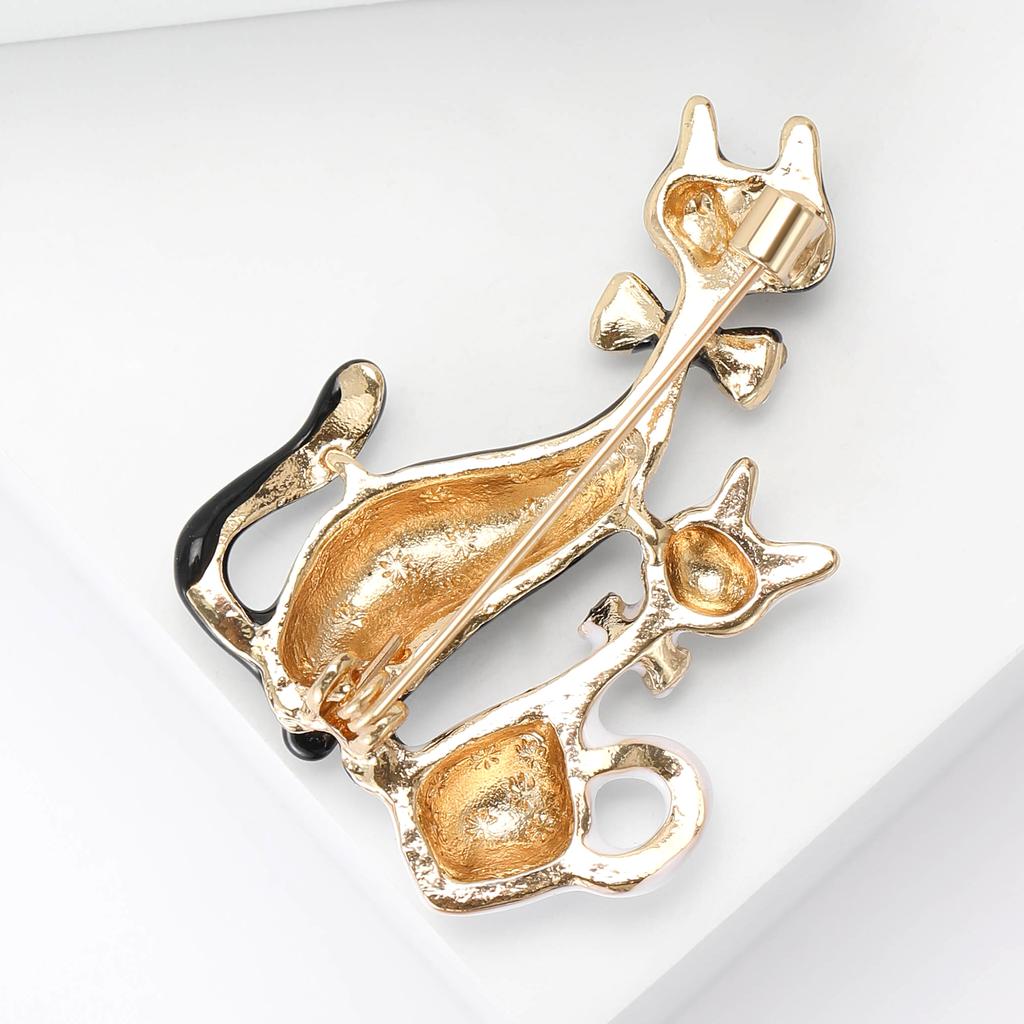 Emaille-Schleife Zwei Katzenbroschen für Frauen Unisex Tiernadeln 2-farbig erhältlich Casual Party Accessoires Geschenke