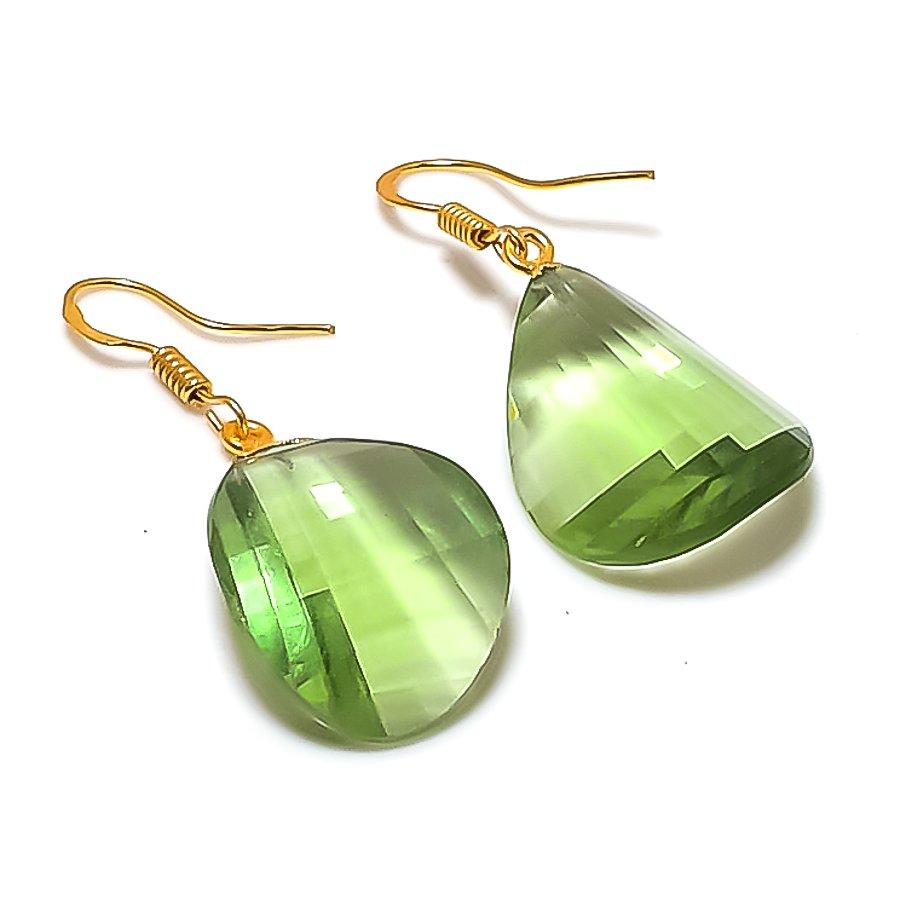 Peridot Gemstone Handmade 925 Sterling Silver Jewelry Earring 1.69" GK-7310