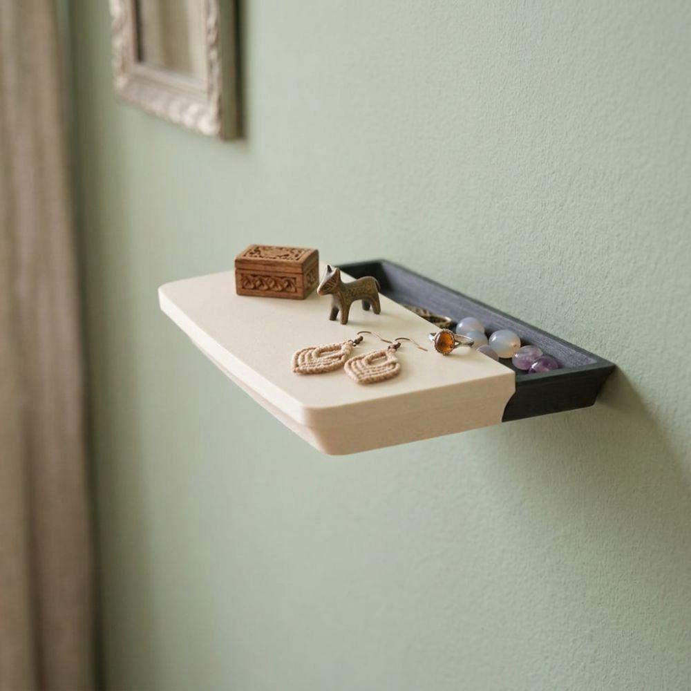 Plastic Floating Wall Mount Shelf Slide Open Display Rack with Drawer Entryway