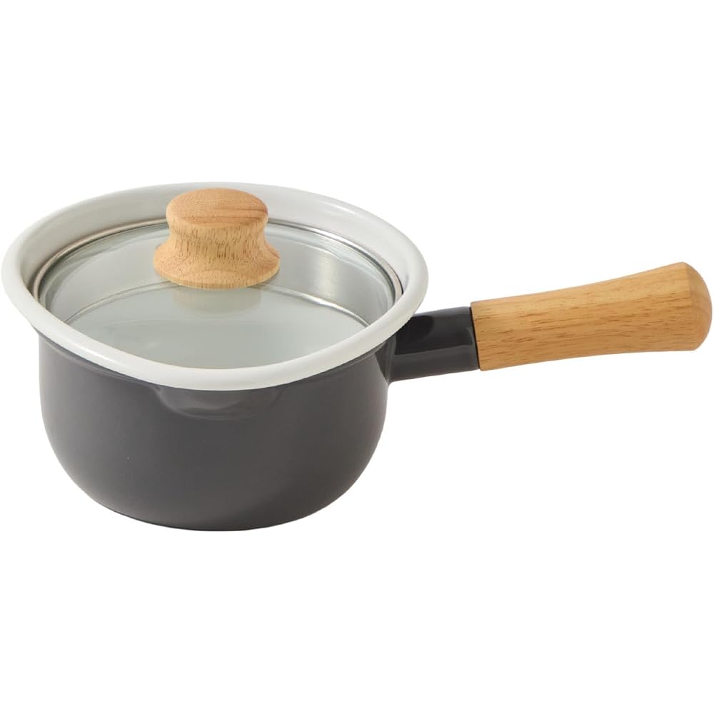 Fujihoro Petit Pot Dark Gray One-Handed Pot with Glass Lid Compatible with IH and Gas Cooking 1.5L