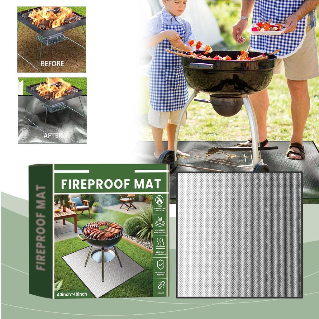Feuerfeste Outdoor-Matte Wasserdicht Hitzebeständiges Polster Tragbarer Bodenschutz für Grill Lagerfeuer, Terrasse Strand Camping 100x100cm