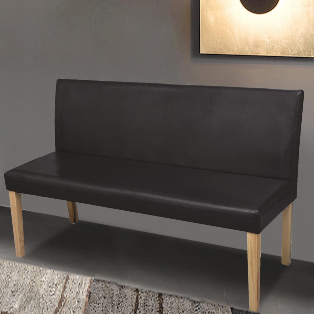 Bench 139.5 Cm Dark Brown Faux Leather