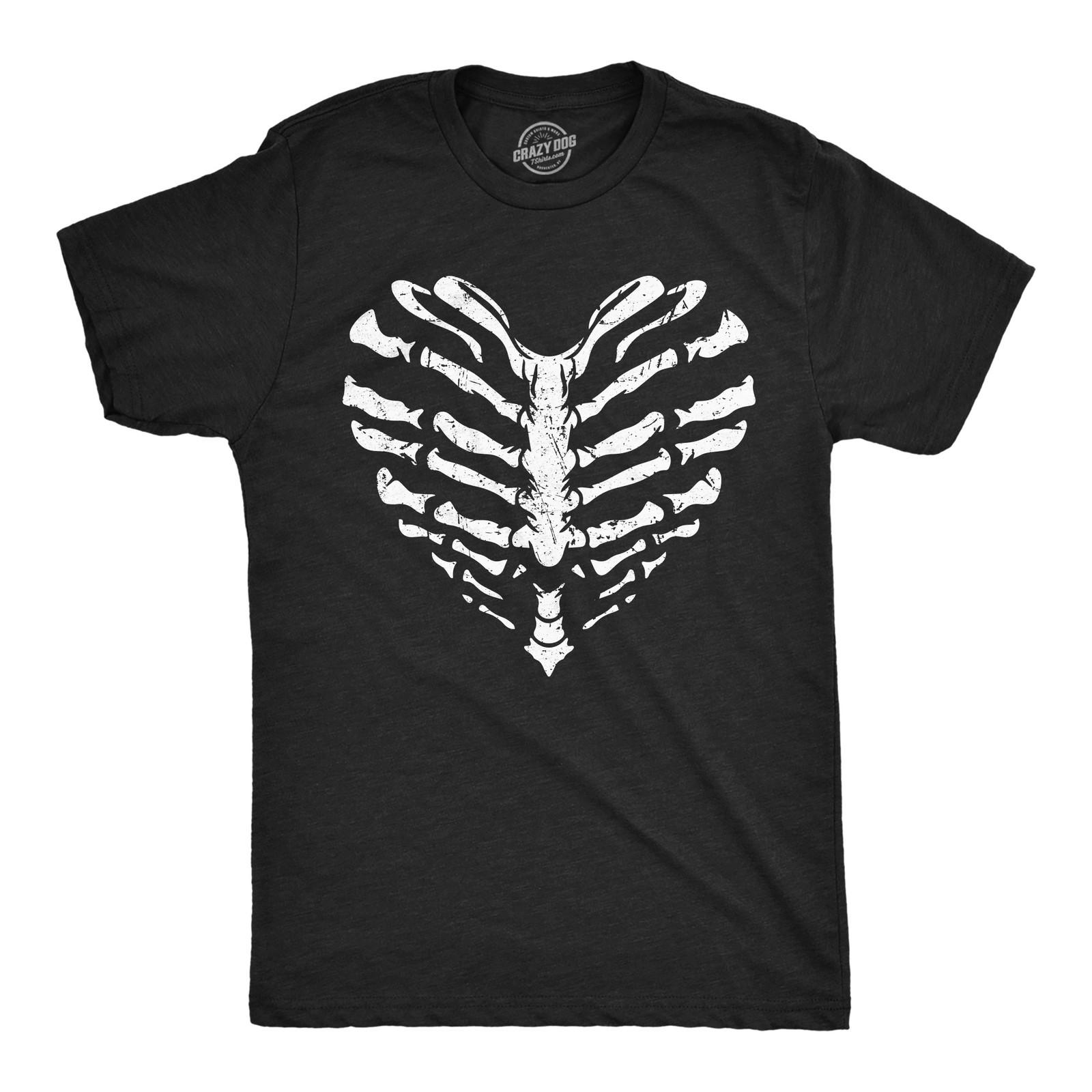 Mens Skeleton Ribcage Heart Funny T Shirt Spooky Novelty Tee for Men S разноцветный