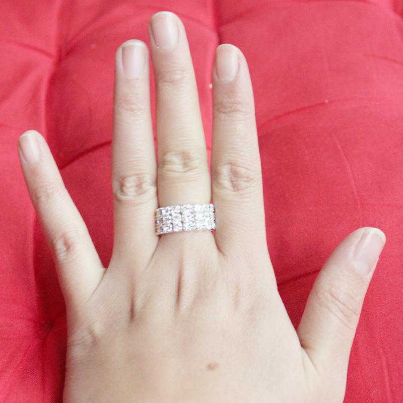 Celebrity Street Shooting Diamond Claw Chain Ring - Elegant Bridal Jewelry R0080.