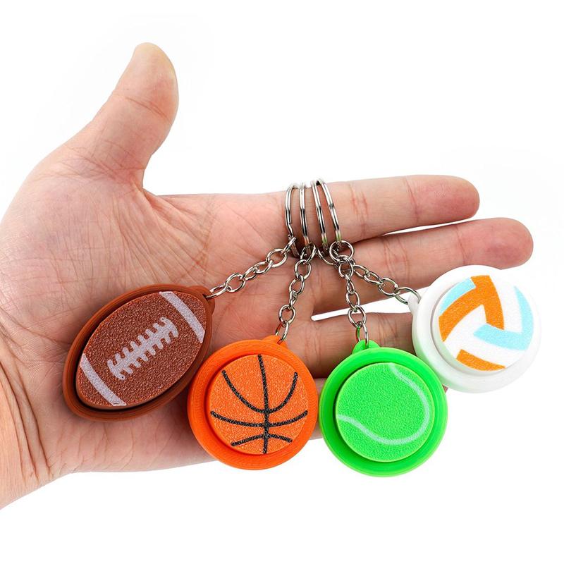 Ball Keyboard Keychain Fidget Toys Push Bubble Stress Relief Sensory Toys Basketball Football Keyboard Clicker For Kids Adults