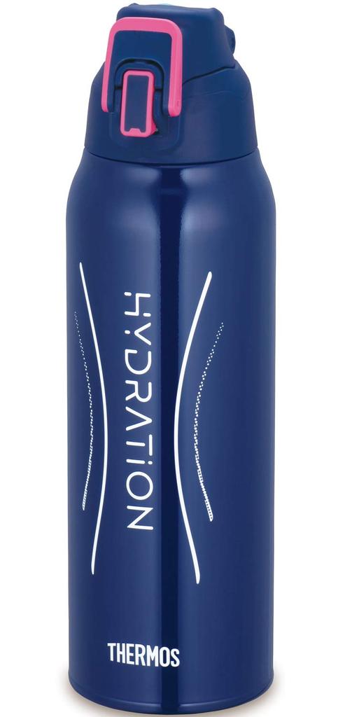 Thermos Water Bottle Vacuum Insulated Sports Bottle 1L Navy Pink Cold Storage Only FHT-1001F NV-P