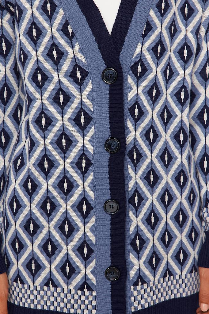 Women's Fashion New Hijab Cardigan Navy Blue Jacquard Button Detailed Knitwear Cardigan