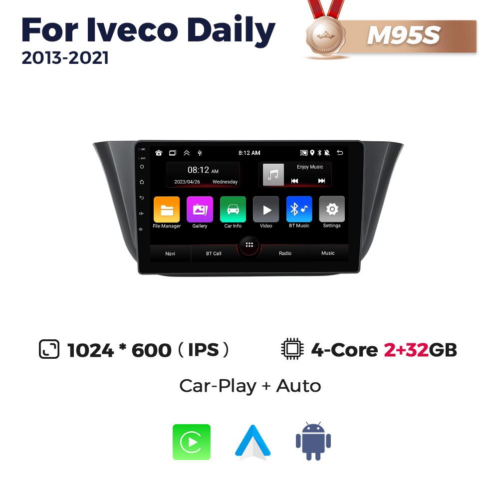 Radio auto multimedia NaviFly Android Auto cu ecran QLED 2 DIN pentru Iveco Daily 2013-2025, BT CarPlay, Navigație GPS, Autoradio