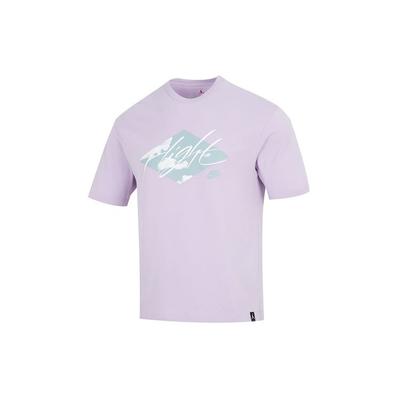 Essentials Camiseta Masculina com Logo Alfanumérico Estampa Geométrica Gola Redonda Manga Curta Tops Roxo Claro DO8897-530