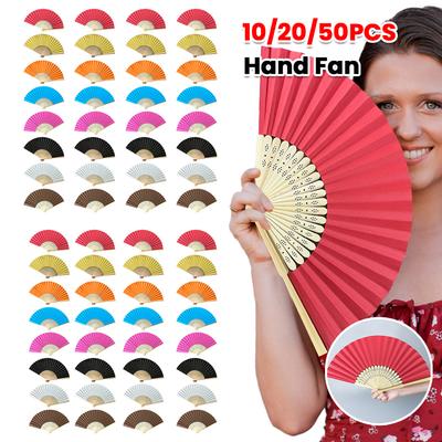 Hand Fan Bamboo Paper Fan Foldable Fans DIY Wedding Decoration Fan Guest Gift for Wedding Birthday Summer Party