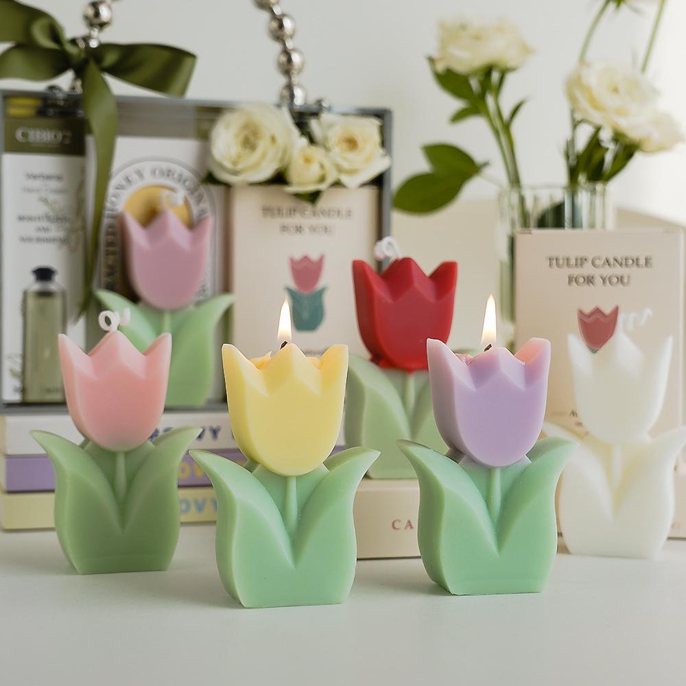 Tulip Flower Shaped Scented Candle - Handmade Teacher's Day Gift Fragrance