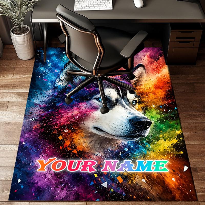 1PC Custom Name Cosmic Husky Portrait Theme Floor Mat Ideal for Living Room, Game Rooms, Office, Bedroom,Floor Mat Playful Design41