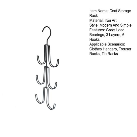Závěsný organizér do skříně Velká nosnost 3 vrstvy 6 háčků Protiskluzový Odolný Víceúčelový Taška přes rameno Šála Kravaty Čepice Náhrdelník Závěsný organizér