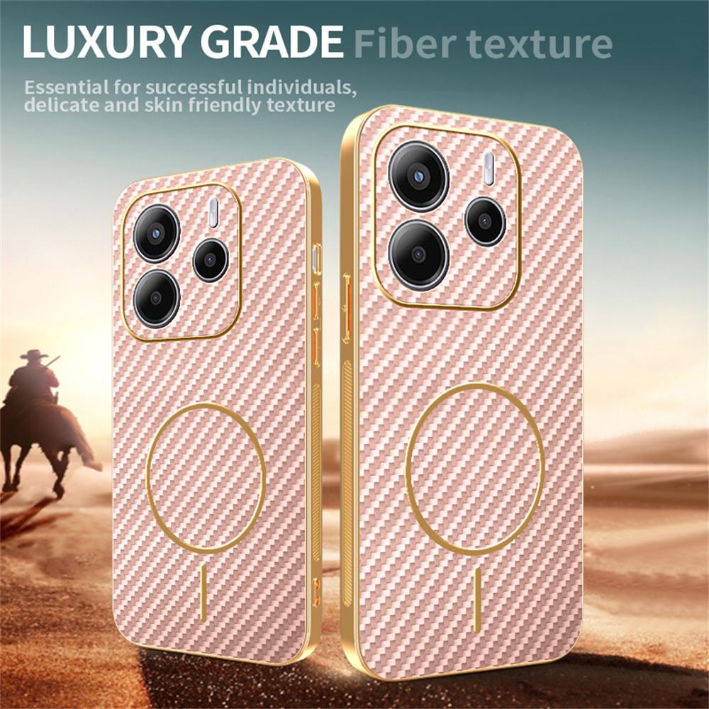 For Xiaomi Redmi Note 14 4G (163.25mm) Phone Case Carbon Fiber Textured Electroplated TPU Back Cover
