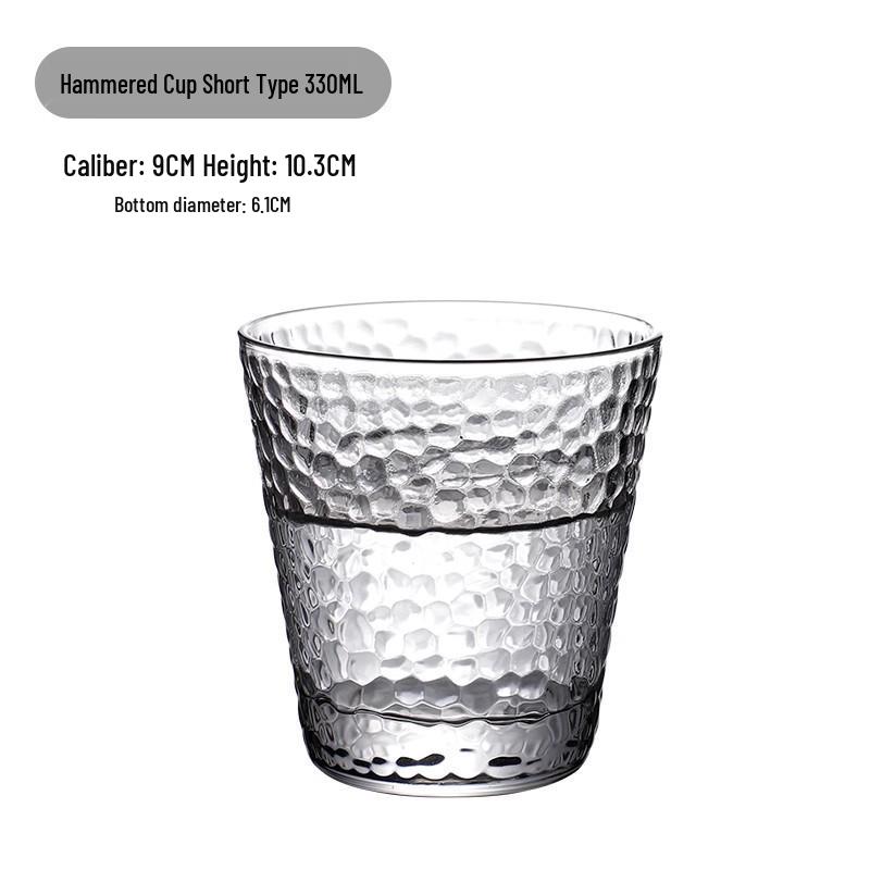 Japanese Hammered Glassware Set: Heat-Resistant Transparent Cups for Water, Juice, Milk, and Wine 300-400ml