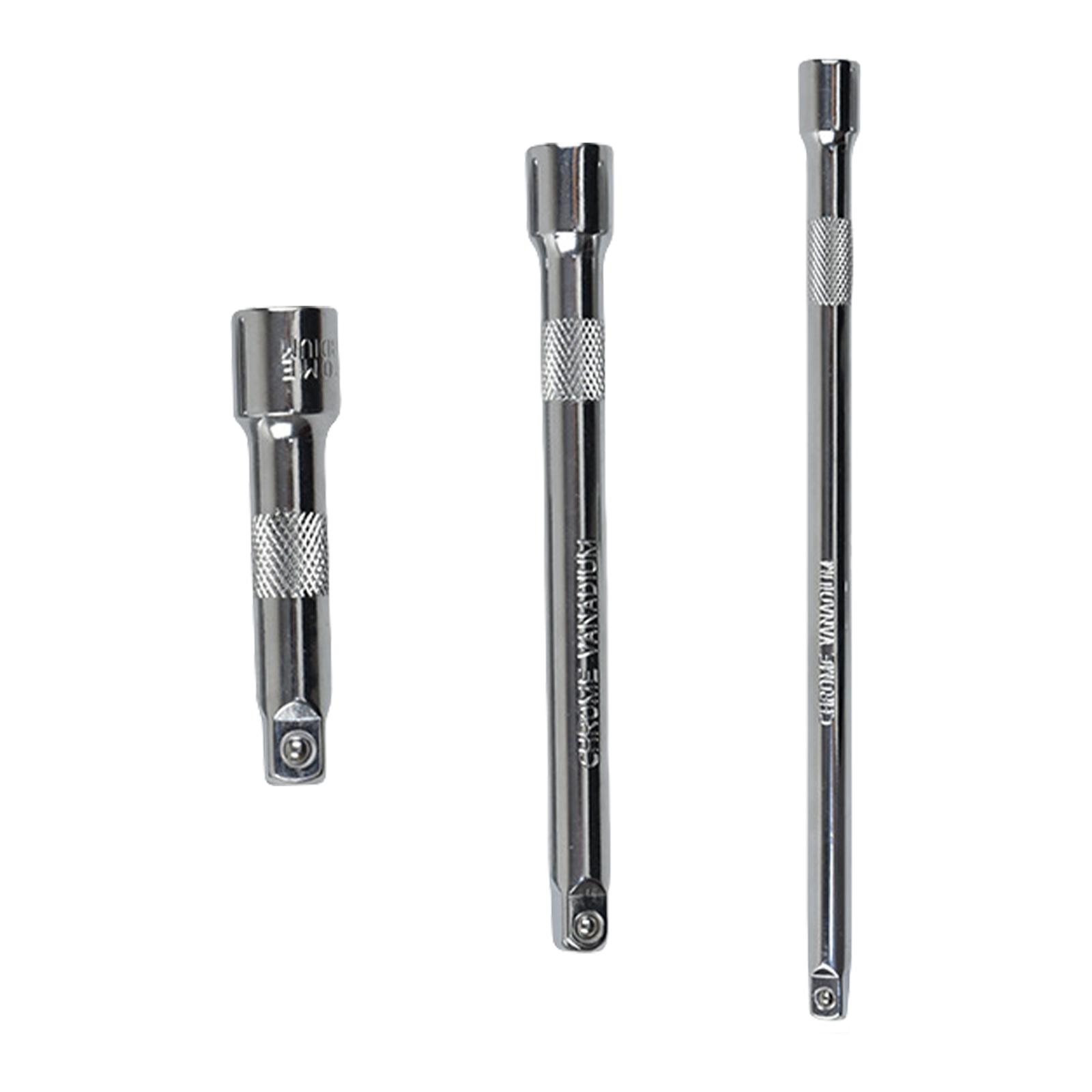 

3Pieces 3/8 or 1/2 Drive Mechanic Socket Wrench Extension Bar Set for Tight Space Rustproof Steel Enhances Leverages