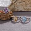 S925 Sterling Silver Natural Topaz Citrine Color Treasure Ring Women'S Earrings Jewelry