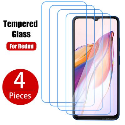 4 Stück gehärtetes Glas für Xiaomi Redmi Note 12C 10C 9C 9A 9T 11 10 9 Pro Plus 5G 11S 10S Displayschutzfolie für Redmi Note 8 7 5