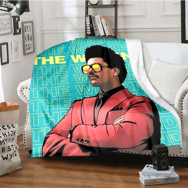 The customizable T-The Weeknd flannel soft blanket is suitable for home, bedroom, bed, sofa, travel, and children's use.