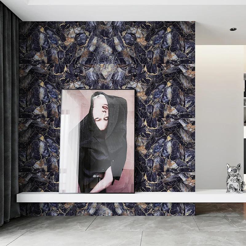 Sapphire Marble Pattern Self-Adhesive Wallpaper Waterproof Oil-Proof Decorative Film for Desktop Window Sill Kitchen Wall
