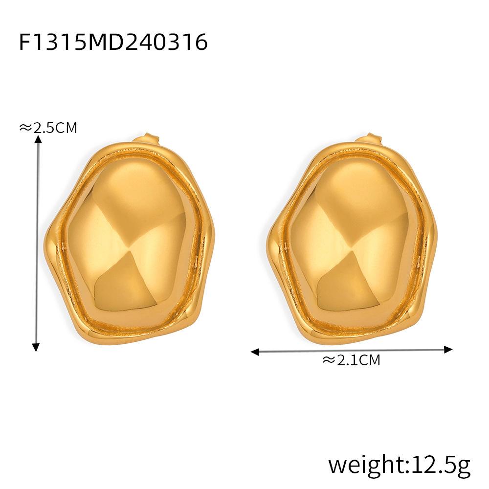 Exaggerated Geometric Design Irregular Earrings Titanium Steel Plated 18K Gold Light Luxury Temperament Non-Fading Earrings Set