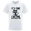 Funny Cool Cat Printed Tshirt High Quality Tshirt Print Cotton Casual Loose Short Sleeve Tshirt for All Reason Unisex