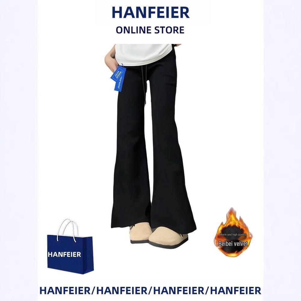 

Women s High-Waisted Fleece-Lined Micro-Flared Sports Pants – New for Autumn/Winter 2024, Trendy Slimming Casual Style S (Waist 75-90 cm)