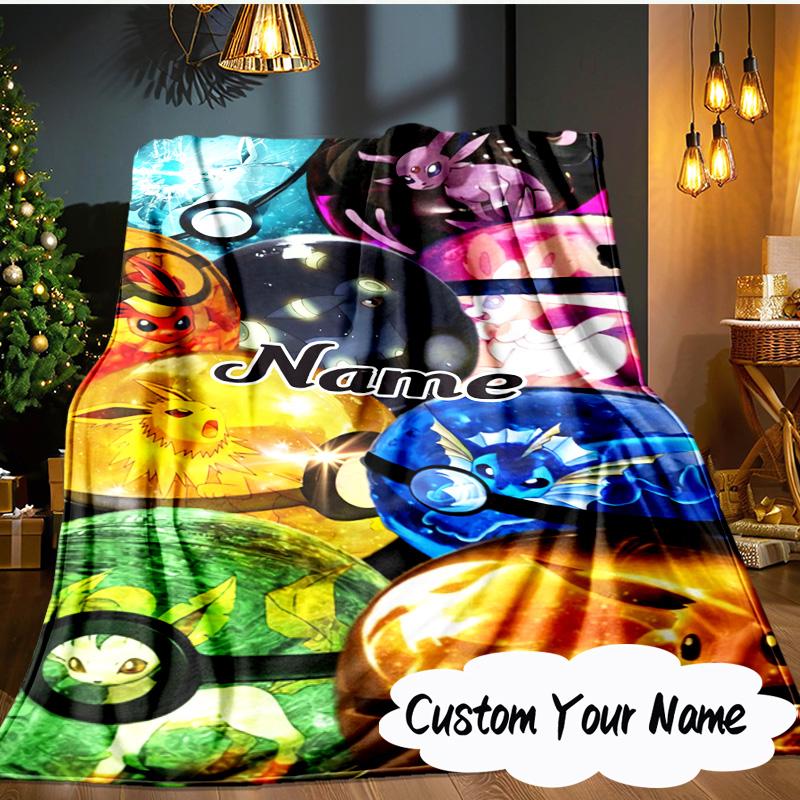 Coperta da collezione Pika Ball con nome personalizzato Coperta ideale per il letto Perfetta per Viaggi, Campeggio, Soggiorni, Uffici, Divani, Regalo di Natale per Fan