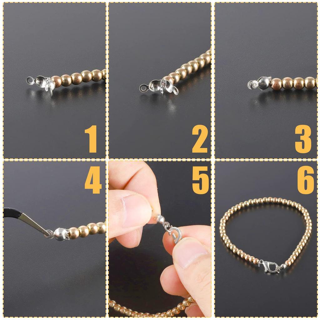 96Pcs/Lot Crimp Beads Cord Knot Covers End Cap Connector Clasps For DIY Bracelet Necklace Jewelry Making Supplies